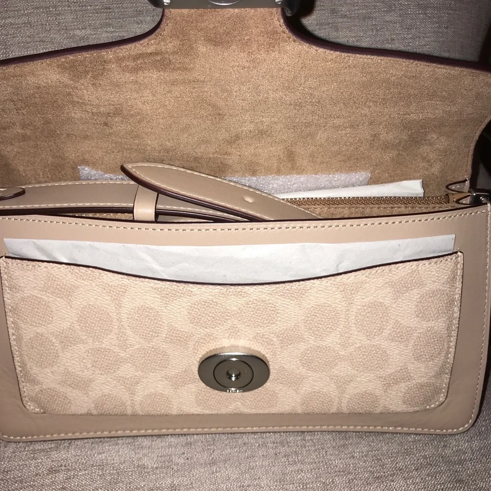 Coach Tabby 26 Signature Taupe/Silver Shoulder Bag - Picture 8 of 13